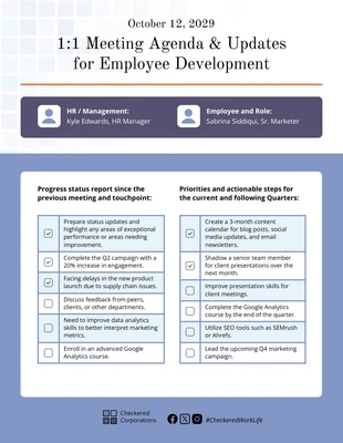 business  Template: Agenda de reuniões 1:1 de RH para desenvolvimento de funcionários