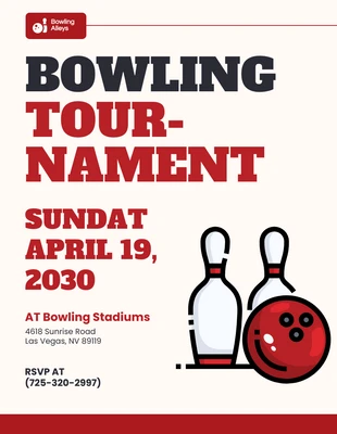 Free  Template: Invitation au tournoi de bowling rouge et noir