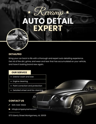 Free  Template: Black and Cream Auto Detail Car Poster