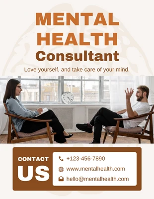 Free  Template: Cream Mental Health Consultant Flyer