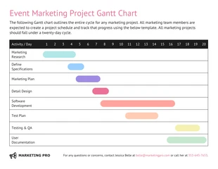 Free  Template: Grafico di Gantt del progetto di marketing per eventi
