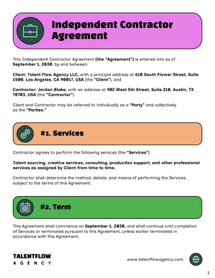 premium interactive Template: Plantilla de contrato para contratistas independientes.