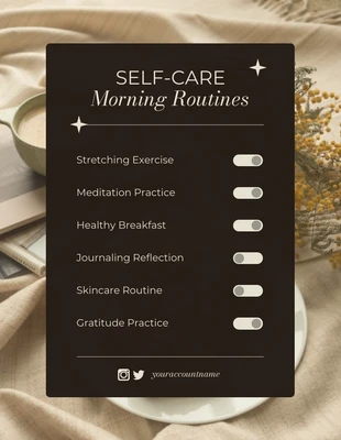 Free  Template: Neutral Self Care Morning Routines Schedule Template