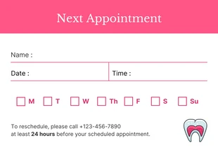 White And Pink Modern Minimalist Tooth Dental Appointment Card - صفحة 2