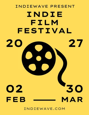 Free  Template: Mostaza Amarilla Plantilla del Festival de Cine Indie