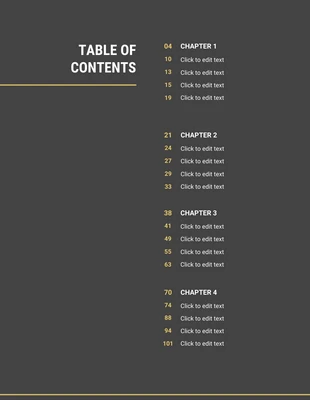 Free  Template: Black and Gold Book Table of Contents