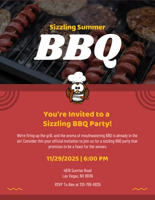 Free  Template: Red Simple Modern Minimalist BBQ Party Invitation