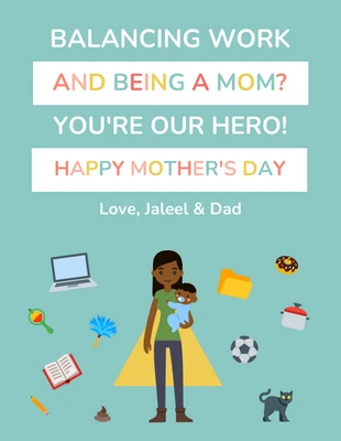 Free  Template: Tarjeta ilustrativa del Día de la Madre para trabajar desde casa