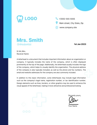 Free  Template: White And Blue Simple Playful Doctor Letterhead Template