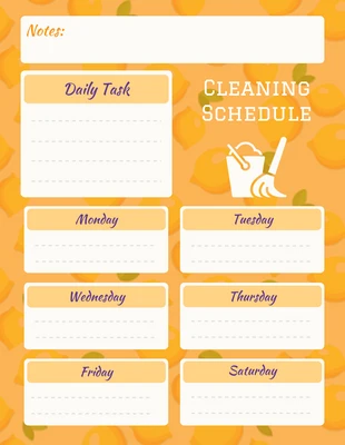Free  Template: Modelo de cronograma de limpeza com padrão moderno amarelo