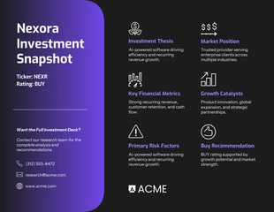 business Template: Plantilla de una página para presentación de acciones.