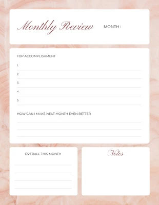 Free  Template: Minimalist Monthly Review Planner