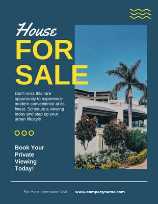 Free  Template: Folleto de venta de casa minimalista azul