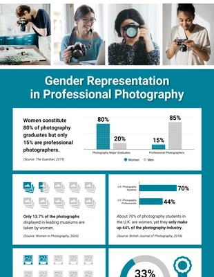 business  Template: التمثيل بين الجنسين في الرسم البياني للتصوير الفوتوغرافي الاحترافي