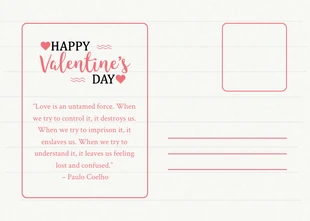 White Minimalist Paper Texture Valentine Love Postcard - Seite 2