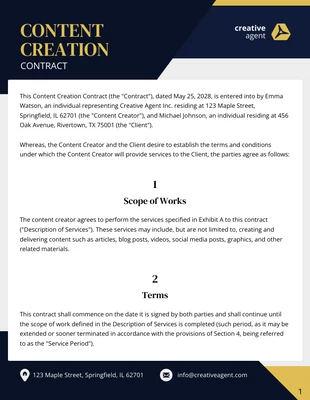 business  Template: Content Creation Contract Template