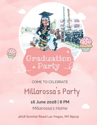 Free  Template: Invitación minimalista rosa para fiesta de graduación