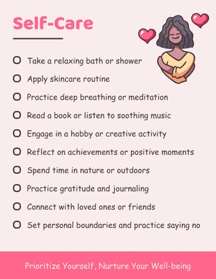 Free  Template: Pink Pastel Minimalist Simple Illustration Daily Self-Care Checklist