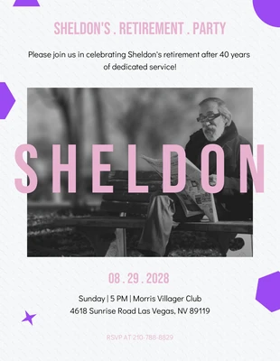 Free  Template: Simple Shape Pink and Purple Retirement Party Invitation