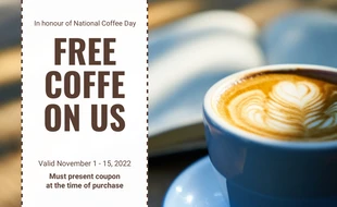 Free  Template: Chèque cadeau café gratuit