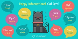 Free  Template: نابضة بالحياة Cat Day Twitter Post