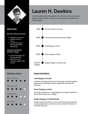 business  Template: Gray Creative Timeline Simple Resume