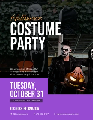 Free  Template: Dark and Purple Halloween Costum Party Poster