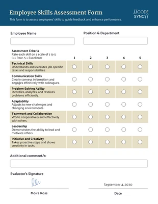 business accessible Template: Plantilla de Evaluación de Habilidades de Empleados