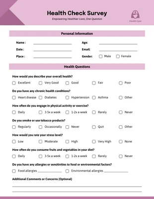 Free  Template: Formulario de encuesta minimalista rosa
