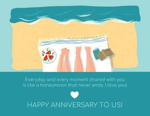 Free  Template: Cartão de aniversário de casamento em lua de mel