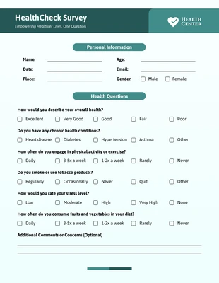 Free  Template: Simple Emerald Green Survey Form