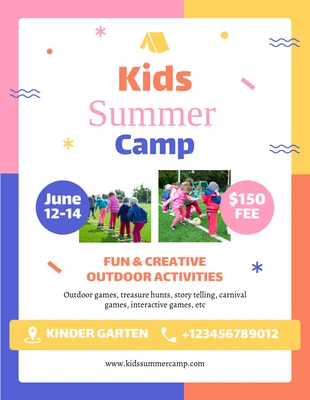 Free  Template: Colorful Playful Summer Camp Flyer