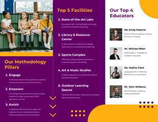 Modern Purple White and Yellow School Tri-fold Brochure - Page 2