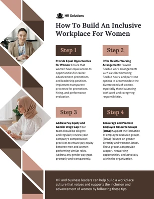 business  Template: Infográfico como construir um local de trabalho inclusivo para mulheres