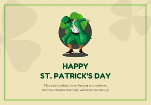 Free  Template: Verspielte Illustration Creme und Grün St. Patrick's Day Karte