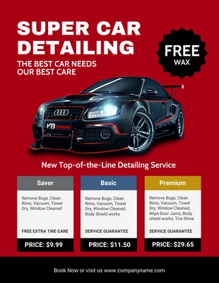 Free  Template: Red And Black  Modern Super Car Detailing Flyer