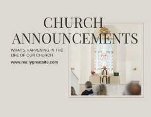 Free  Template: Beige Limpio Moderno Minimalista Anuncio Iglesia Presentación