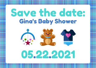 Free  Template: Plaid Save the Date Baby Shower Invitation