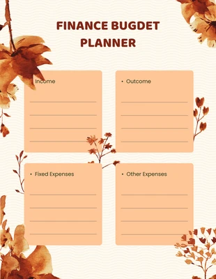 Free  Template: Cream Flower Finance Planner
