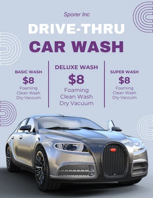 Free  Template: Folleto de lavado de autos moderno azul claro Drive-Thru