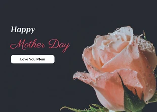 Free  Template: Black Simple Photo Flower Happy Mother's Day Postcard