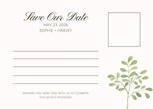 Cream Minimalist Wedding Save The Date Postcards - Seite 2