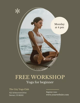 Free  Template: Green Olive Yoga Workshop Zeitplan Vorlage