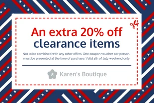 Free  Template: 4th of July Discount Retail Coupon Voucher