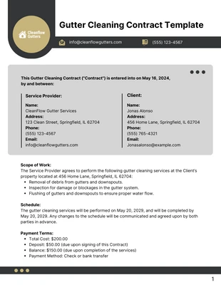 Free  Template: Gutter Cleaning Contract Template