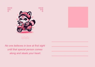 Baby Pink Playful Character Love Postcard - Página 2