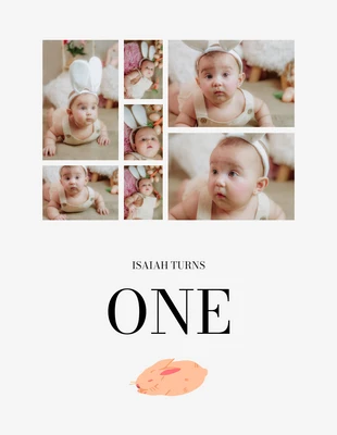 Free  Template: Colagem Minimalista de Álbum de Bebê Branco