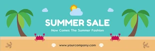Free  Template: Blue And Beige Playful IllustrationBeach Summer Sale Holiday Banner