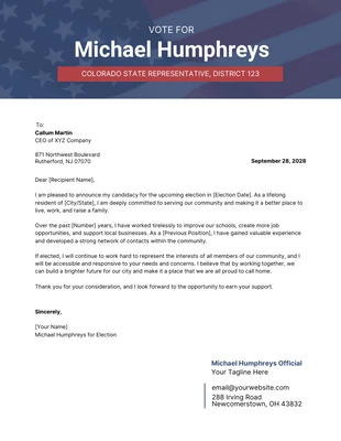 Free  Template: Blue and Red Election Campaign Letterhead Template