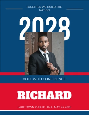 Free  Template: Folheto Blue & Red Election 2028